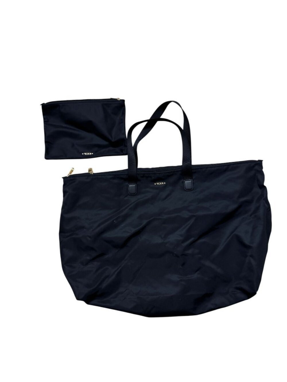 Tumi Black travel bag with pouch